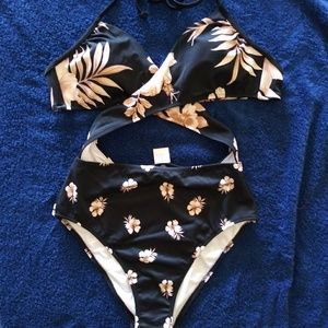 NWT PINK VICTORIAS SECRET floral wrap one piece